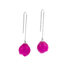 Large fuschia pink long drop earrings